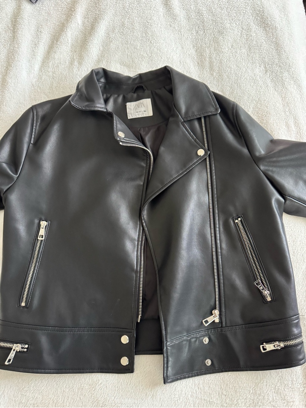 Classic Black Faux Leather Moto Jacket - Women